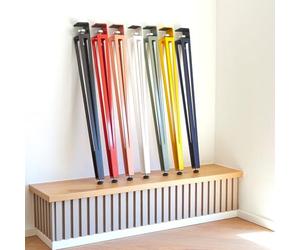 SOTECH Pied de table SOTECH en forme de F hauteur 745 mm réglable jaune conique de 70 à 40 mm avec vis de serrage (sans perçage) pour table de cuisine, table à manger, table de bureau