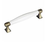 SOTECH Poignée de Meuble MARIE Poignée en Porcelaine Blanche Finition en Laiton Vieilli Entraxe 128
