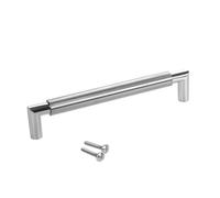 SOTECH Poignée de meuble Poignée en barre E9 acier inoxydable véritable BA 160 mm/Ø 16 mm avec socles chromés convenant à Nobilia
