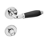 SOTECH Poignée de porte MATTEO Chrome poli Ferrure de porte Poignée de porte noir mat antique vintage Salle de bain (toilette) - Ensemble de porte design avec vis de