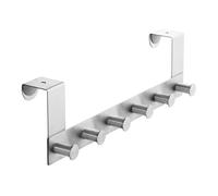 SOTECH Porte-manteau LINEA II (acier inoxydable brossé mat, 380 x 110 mm, avec 6 crochets) Porte-manteau pour portes de 40 mm sans feuillure - un ordre élégant pour votre maison !