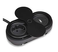 SOTECH Prise encastrable (1 port USB-A / 1 prise Schuko) noire avec couvercle rotatif Push to open élément de prise pour plans de travail et bureaux