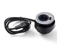 SOTECH Prise encastrable (1 x port USB / 1 x prise Schuko) double prise ronde Ø 85 mm aspect inox brossé avec câble de raccordement avec fiche pour plans de travail