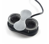 SOTECH Prise encastrée (2 x prises Schuko) aspect acier inoxydable avec fiche avec couvercle rotatif push to open élément de prise double pour plans de travail