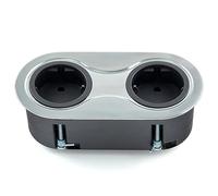 SOTECH Prise encastrée (2 x prises Schuko) double prise ovale aspect acier