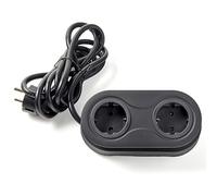 SOTECH Prise encastrée (2 x prises Schuko) élément de prise ovale noir avec câble de raccordement avec fiche pour plans de travail