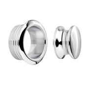 SOTECH Push-Lock Midi Bouton-poussoir Ø 23 mm chrome poli y compris rosace pour épaisseur de porte de 19 mm, bouton-poussoir adapté à la mini-serrure