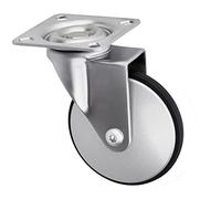 SOTECH Roulette de meuble LINDAU (Ø 75 mm, capacité de charge de 35 kg par roulette, rotation à 360 degrés, avec plaque de montage, gris argent)