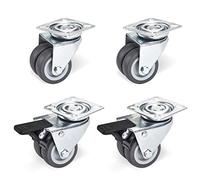 SOTECH Roulette Pivotantes Pour Meuble Ø 50 mm - Capacité de charge 400 Kg (2x Roulettes pivotantes avec frein + 2x Roulettes pivotantes) Roulette Sans Traces au Sol pour Charge Lourde