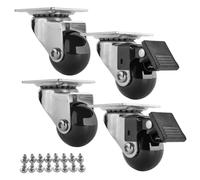 SOTECH Roulettes pour Meubles Ø 35 mm SET SWIFT noir | x sans frein (blocage) incl. set de vis Capacité de charge jusqu'à 140 kg (35 kg par roulette de transport)