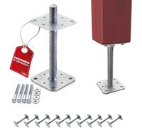 SOTECH Set de 10 supports de poteau 110 x 110 x 250 mm Filetage M24 Acier