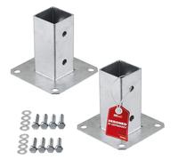 SOTECH SET de 2 ancres à visser carrées 50 x 50 mm, hauteur 122 mm, acier galvanisé à chaud, support de poteau pour bois carré - optimal pour une utilisation en extérieur