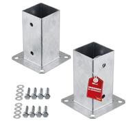 SOTECH SET de 2 ancres à visser carrées 70 x 70 mm, 152 mm de hauteur, acier galvanisé à chaud, support de poteaux en bois pour bois carré - optimal pour une utilisation en extérieur