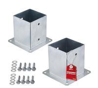 SOTECH SET de 2 douilles carrées 120 x 120 mm, 152 mm de hauteur, acier galvanisé à chaud, ancrage de sol à visser pour bois carré - optimal pour l'extérieur