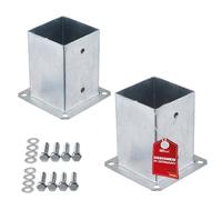 SOTECH SET de 2 douilles de sol carrées 100 x 100 mm, hauteur 152 mm, acier galvanisé à chaud, ancrage de sol à visser pour bois carré - optimal pour une utilisation en extérieur