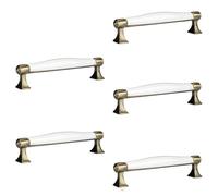 SO-TECH® SET de 5 x Poignée en Porcelaine MARIE Poignée Finition en Laiton Vieilli Entraxe 128 mm