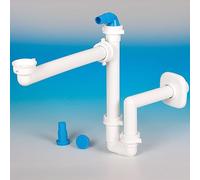SOTECH Siphon d'économie d'espace avec raccord pour appareil, 32-40 mm, blanc, siphon d'économie d'espace, garniture d'écoulement pour cuisine et salle de bains