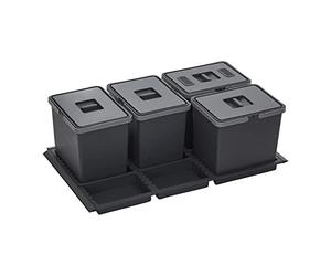 SOTECH Système de tri sélectif Draw 15+15+15+15L Poubelle avec couvercle | Système de tri sélectif pour Tiroir Largeur de caisson 90 cm