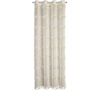 SOTERA rideau 140X250 cm beige clair oeillets pompons boho