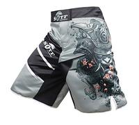 SOTF Men's Gray Sports Pants Muay Thai Boxing Shorts MMA Shorts, Gry and Multicolor, Medium