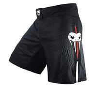 SOTF Short de Boxe pour Homme réglable avec Velcro et Cordon de Serrage pour Arts Martiaux Mixtes, Noir et géométrique, Disponible en XS, S, M, L, XL, XXL, Noir, XL