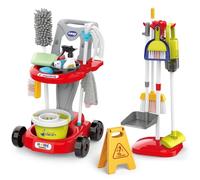 Sotodik Trousse de Nettoyage pour Enfants, Chariot Menage Enfant, Aspirateur Enfant Jouet, pour Les Tout Petits avec Balai Vadrouille Plumeau Pelle Brosses Chiffon,Jouets De Nettoyage Cadeau (Rouge)