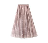 SotRong Jupe plissée en tulle et mousseline de soie pour femme Taille haute et trapèze avec décoration florale, c-rose, taille unique
