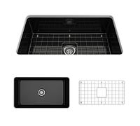 Sotto Évier de cuisine encastrable en argile réfractaire avec grille inférieure de protection et filtre Noir 81,3 cm