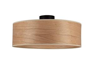 Sotto Luce Tsuri plafonnier de style nordique à 1 lumière - abat-jour en bois de cerisier - base noire - 1 x E27 - Ø 45 cm