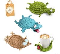 Sottobicchiere all'uncinetto a Forma di lucertola Crochet Lizard Coaster | Tovaglietta per Geco all'Uncinetto,3D Funny Animal Mug Rugs for Table Protection,Accessori Decorativi per Bere da Te per Casa