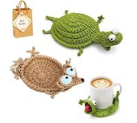 Sottobicchiere all'uncinetto a Forma di lucertola Crochet Lizard Coaster | Tovaglietta per Geco all'Uncinetto,3D Funny Animal Mug Rugs for Table Protection,Accessori Decorativi per Bere da Te per Casa