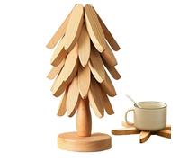 Sottopentola in Legno per Caldi, Sottopentola a Forma di Albero di Natale Sottobicchieri in Leno Treevot Con 5 So ttopentola, Sottopiatto In Legno - Set Di Sottobicchieri Antiscivolo | Per Stoviglie