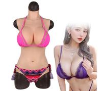 SoTUCR Body en Silicone Artificiel, Faux Seins RéAlistes, Plastron IntéGré, Formes De Poitrine à Col Haut pour Femmes Drag Queen,Color 1,Basic B Cup