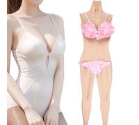 SoTUCR Body en Silicone pour Tout Le Corps, Bonnet D RéAliste, Faux Seins, Plastron, Faux Vagin, Rehausseur De Fesses, sous-VêTements pour Transgenres,Color 2,Gel Upgraded Cup