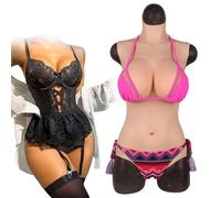 SoTUCR Body en Silicone pour Travestis, Bonnet D, avec Faux Vagin, Formes Mammaires RéAlistes, Style Maillot De Bain pour Transgenres,Color 1,Cotton Basic D Cup