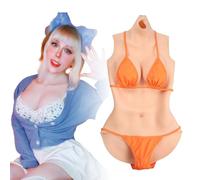 SoTUCR Body en Silicone Travesti avec Bonnet E VêTements RéAlistes De Plaque De Poitrine Faux Seins Masculins à FéMinins pour Les Transgenres,Color 1,Cotton Basic E Cup