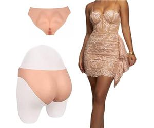 SoTUCR Culotte Complète en Silicone Enhancer Faux Vagin Sissy Butt Shaper Triangle Shorts Cacher Gaff Push Up sous-Vêtements pour Les Femmes,Color 2,Upgraded