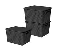 Sotufab Plast Lot de 3 boites de rangement noires Store Box GM