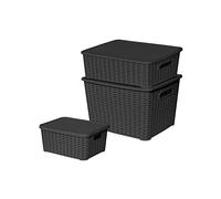Sotufab Plast Lot de 3 boites de rangement noires Store Box PM/MM/GM