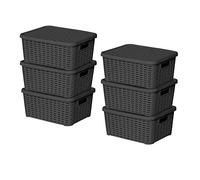 Sotufab Plast Lot de 6 boites de rangement noires Store Box PM