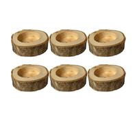 Souche Bois Décoration Ensemble de supports souches en bois rustique, 6 pièces, conception tronc d'arbre naturel for bougies chauffe-plat sans flamme, fête mariage, maison, Bar, café