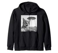 Soucoupe Alien Chat Selfie Choc Gros Plan Nuit Ciel Scène Panique Sweat à Capuche