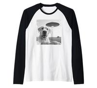 Soucoupe Alien pour Chien Selfie Choc Gros Plan Nuit Ciel Scène Panique Manche Raglan