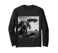 Soucoupe Extraterrestre Teckel Selfie Choc Gros Plan Ciel Panique Manche Longue