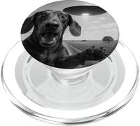 Soucoupe Extraterrestre Teckel Selfie Choc Gros Plan Ciel Panique PopSockets PopGrip pour MagSafe