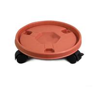 Soucoupe mobile de 260 mm avec roulettes adaptées au sol, rétention d'eau, base en résine pour intérieur (rouge brique)
