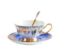 Soucoupe pour tasse à café en porcelaine anglaise en feuille d'or - Bleu Ica - Soucoupe en feuille d'or - Boîte