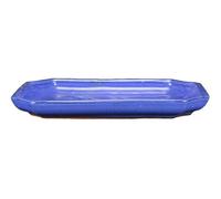 Soucoupe rectangulaire en grès émaillé bleu pour bonsaï 26x19,5x2,5 cm - GA9S