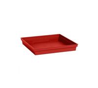 EDA - Soucoupe Carrée Toscane 26,7 cm - pour Pot de Fleur Carré Toscane 32 cm - 26,7 x 26,7 x H.3,8 cm - Rouge Rubis