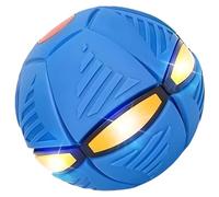Soucoupe volante bleue interactive pour animal domestique, balle à rebond automatique pour mini cochons, chiens, moutons, transformable avec 6 lumières LED, balle interactive en plastique élastique